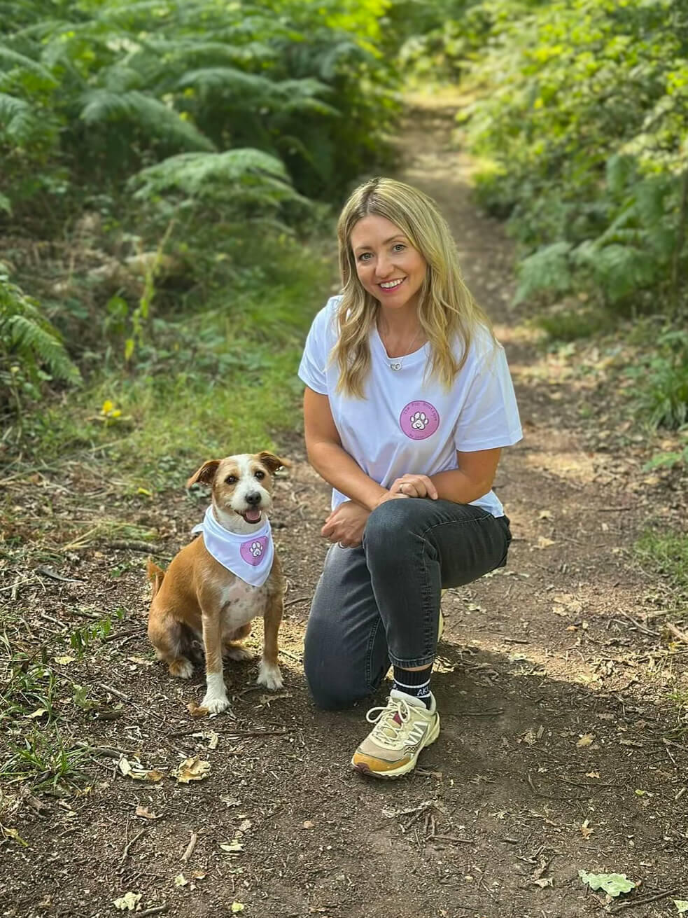 Lucy with her dog Rico on a walk in Kenilworth